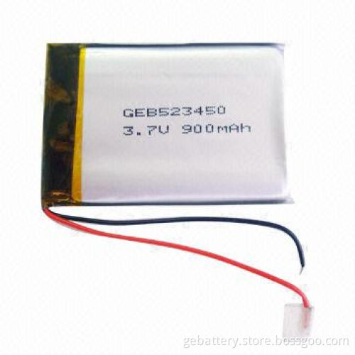 Lithium Polymer Battery with 3.7V Voltage, 900mAh Capacity